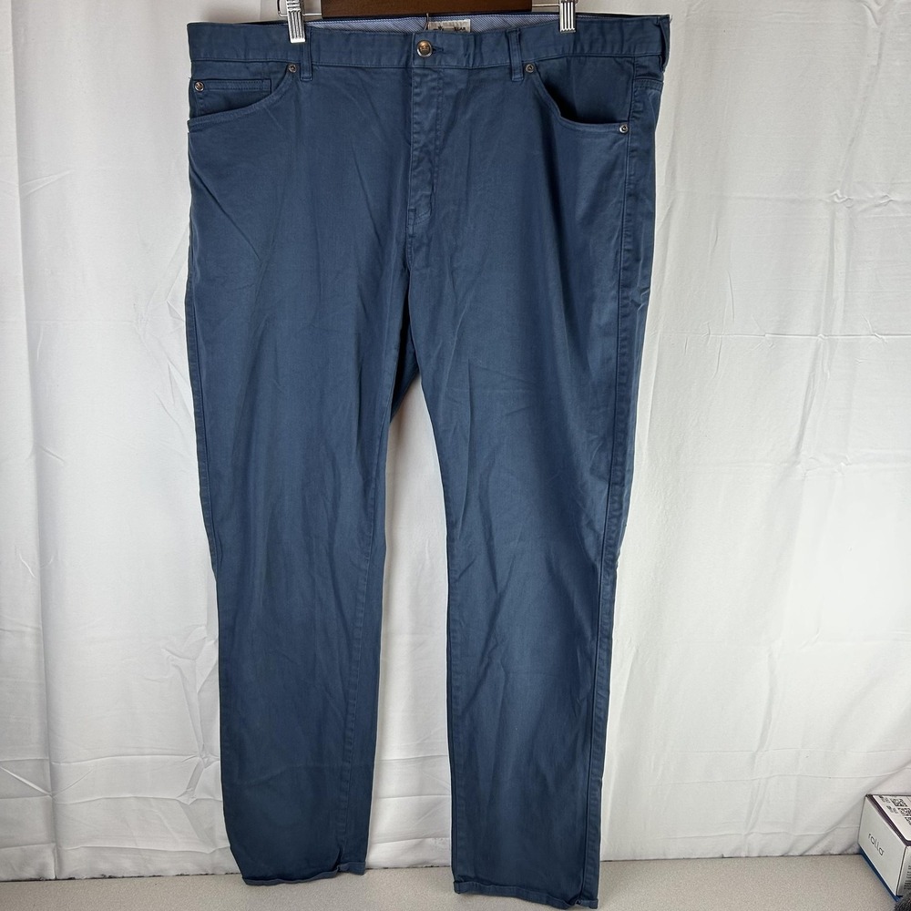 Peter Millar Pants Mens 42x33 Blue Stretch Chino 5 Pocket Straight Twill Casual